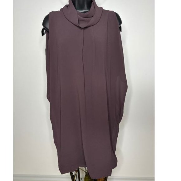 C'est Moi Womens Cowl Neck Cocktail Dress Sleeveless Oversized Size M Brown - Picture 2 of 3